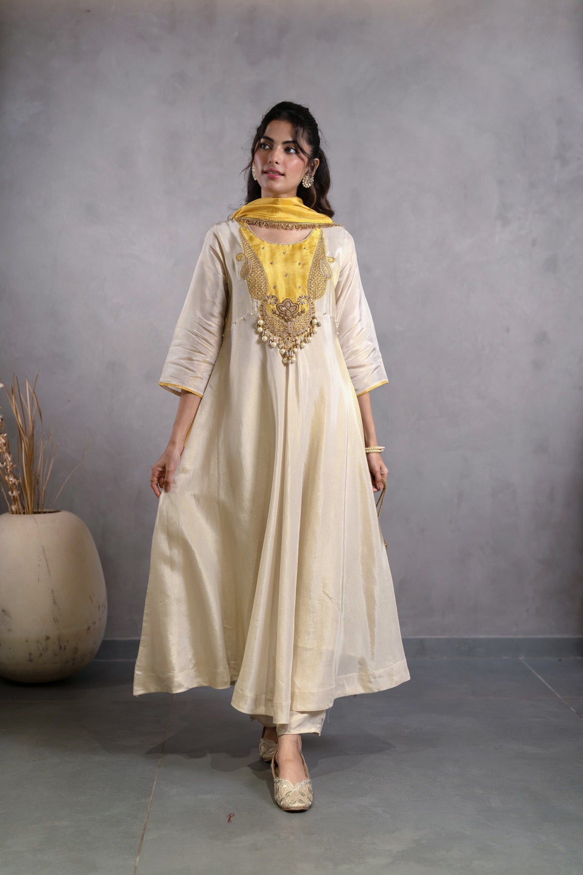 Mustard Muse Embroidered Anarkali Set