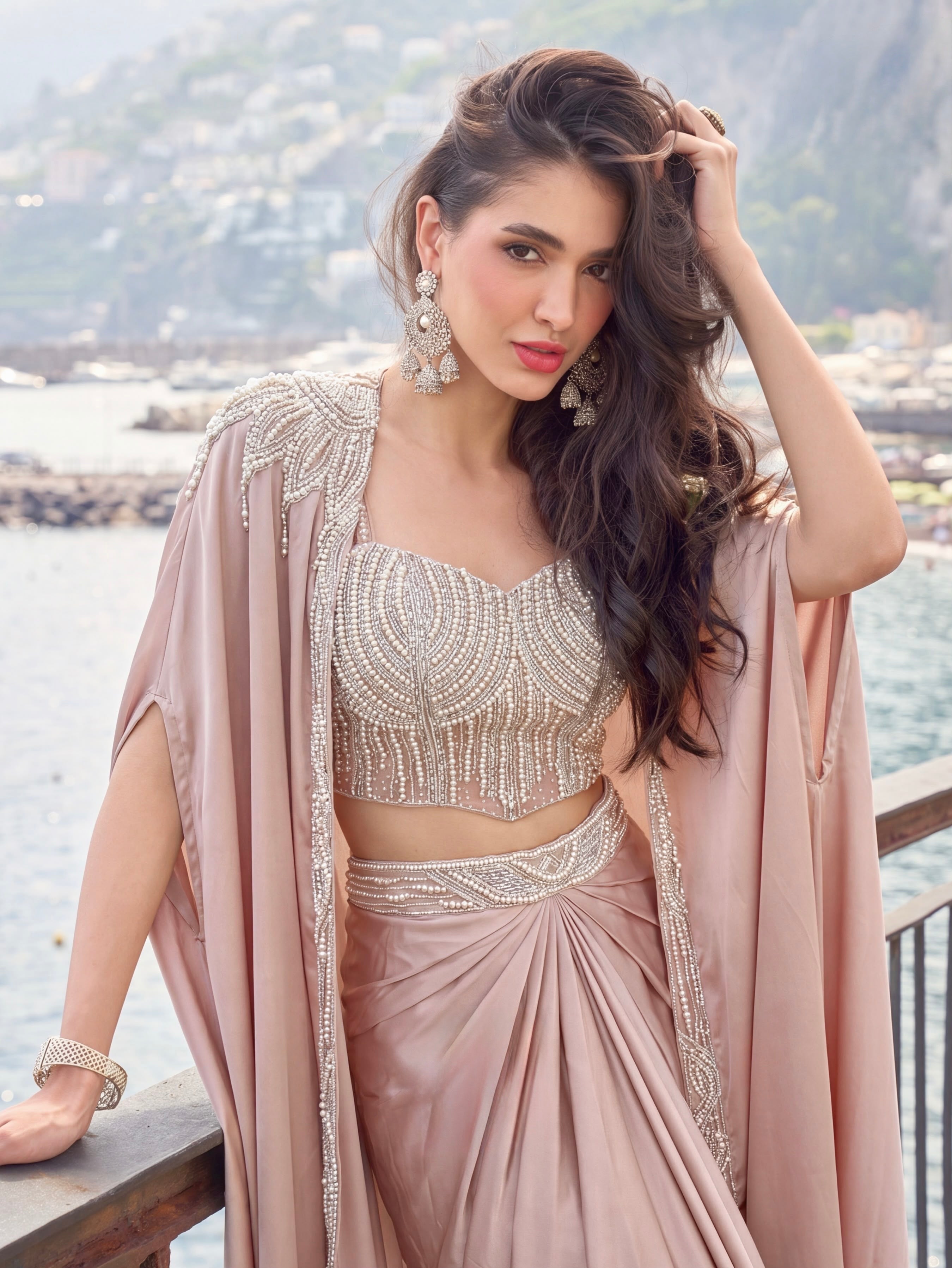 Gulabi Noor Pearl Drape Set