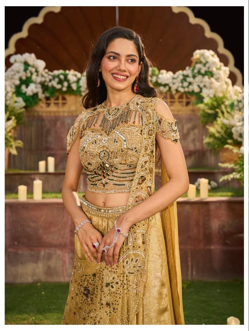 Regal Gold Embellished Lehenga Set
