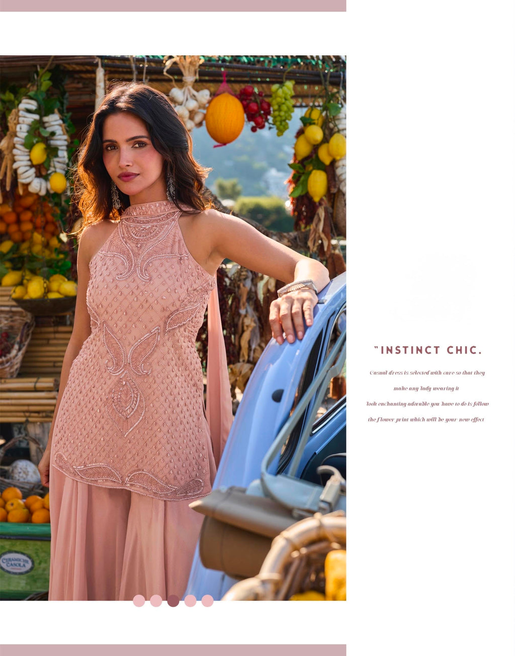 Blush Pink Embellished Halter Kurta & Palazzo Set