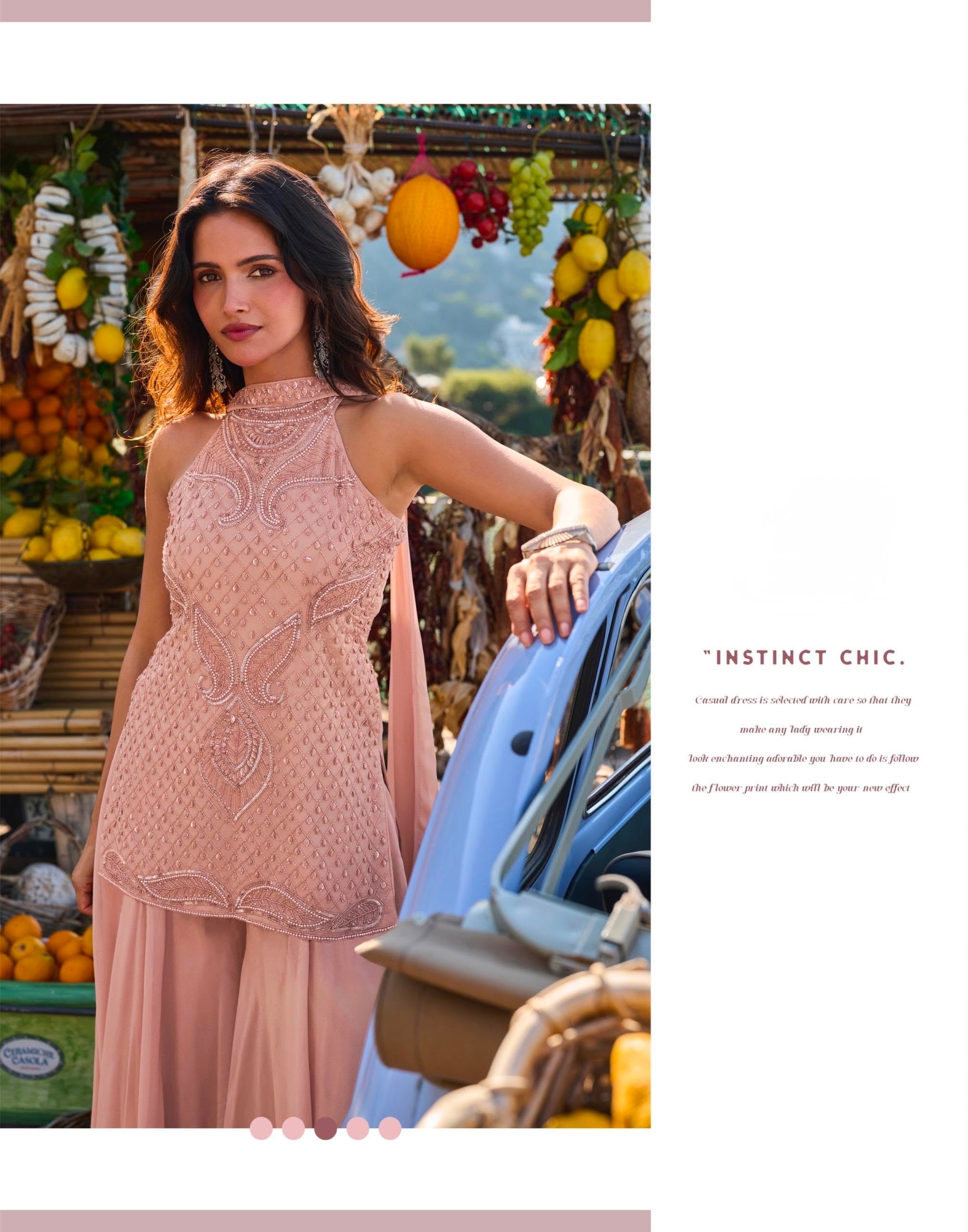 Blush Pink Embellished Halter Kurta & Palazzo Set