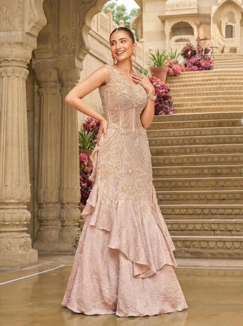 Blush Pink Embellished Corset Lehenga Set