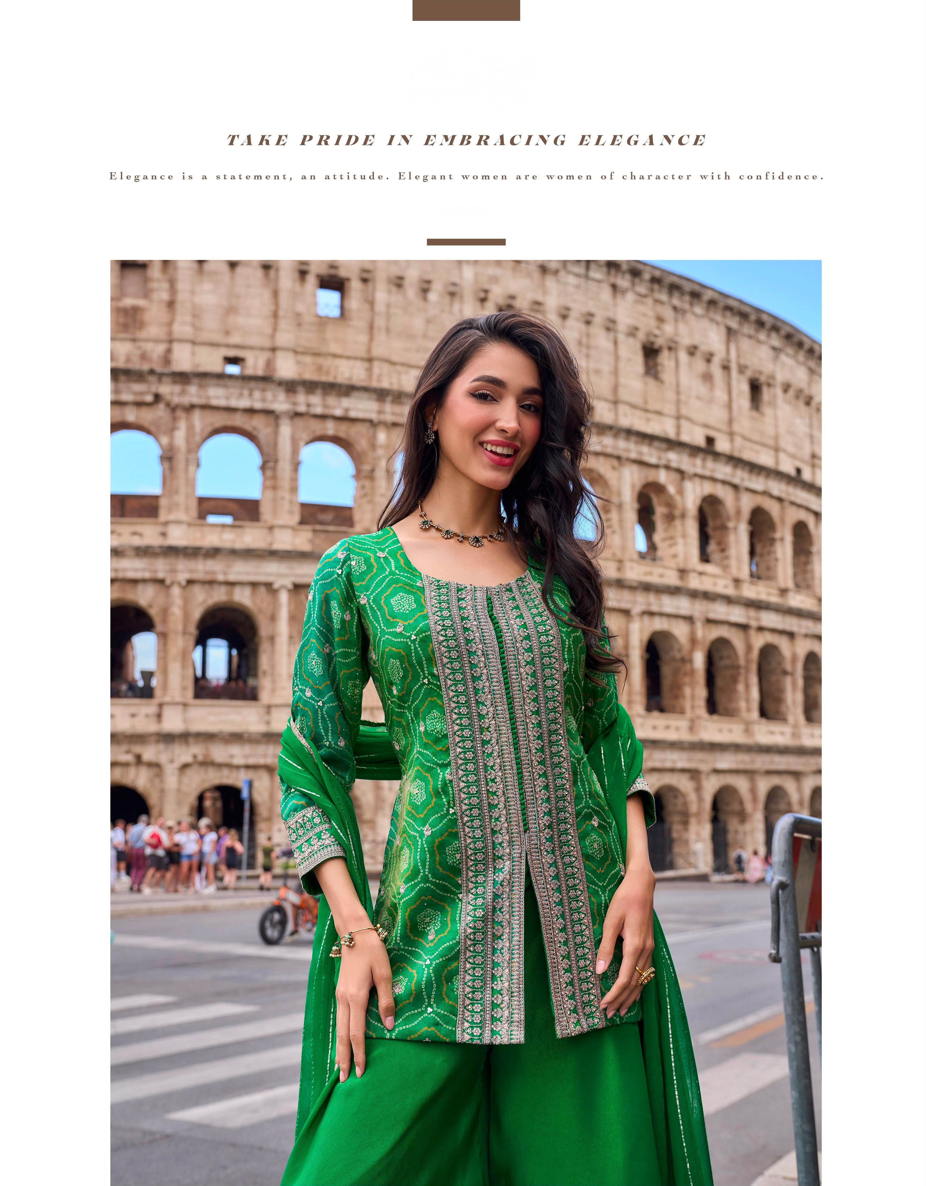 Emerald Zari Bandhani Palazzo Set