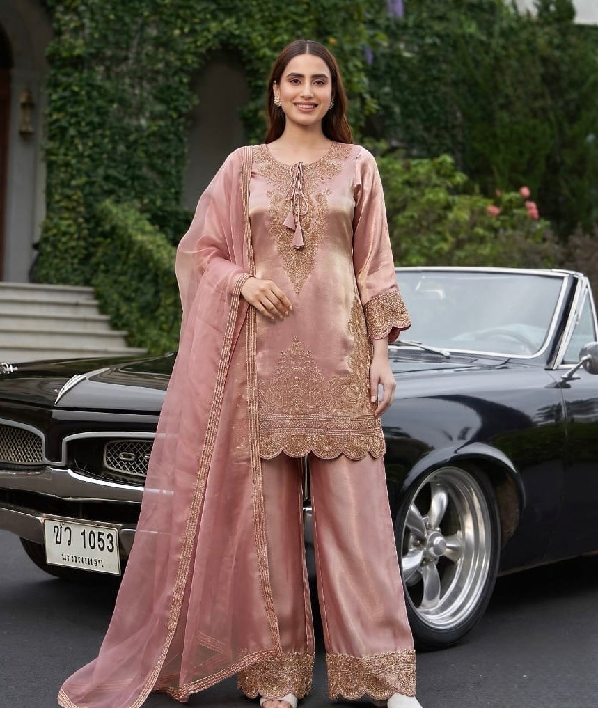 Blush Rose Zari Elegance Suit Set