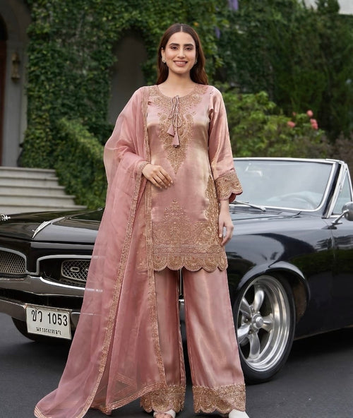 Blush Rose Zari Elegance Suit Set