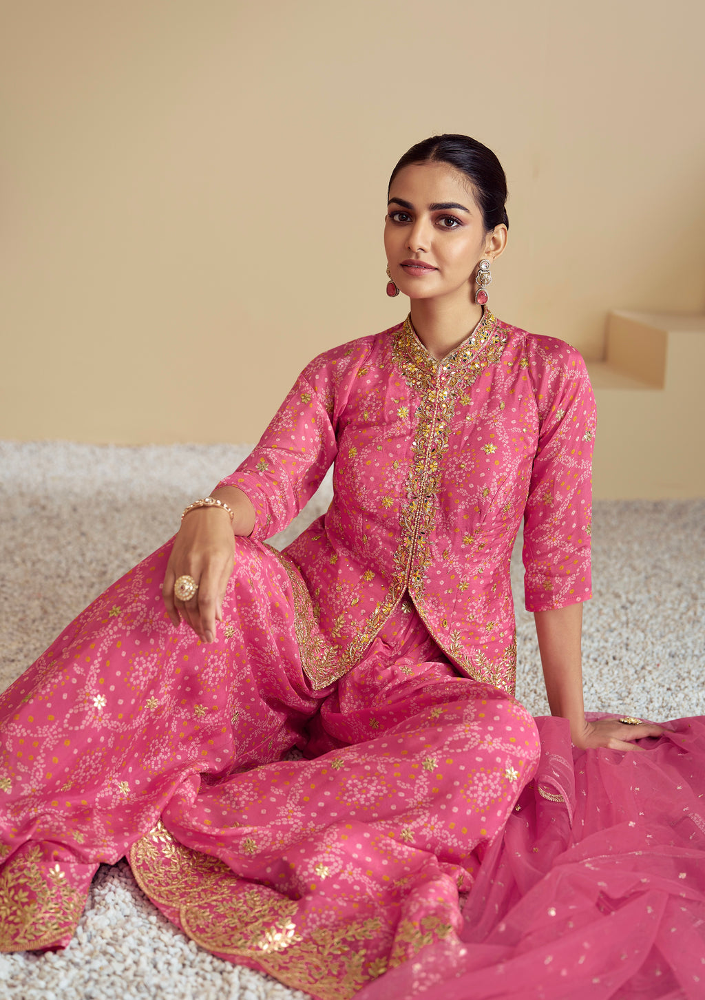Gulab-e-Gold Bandhani Set