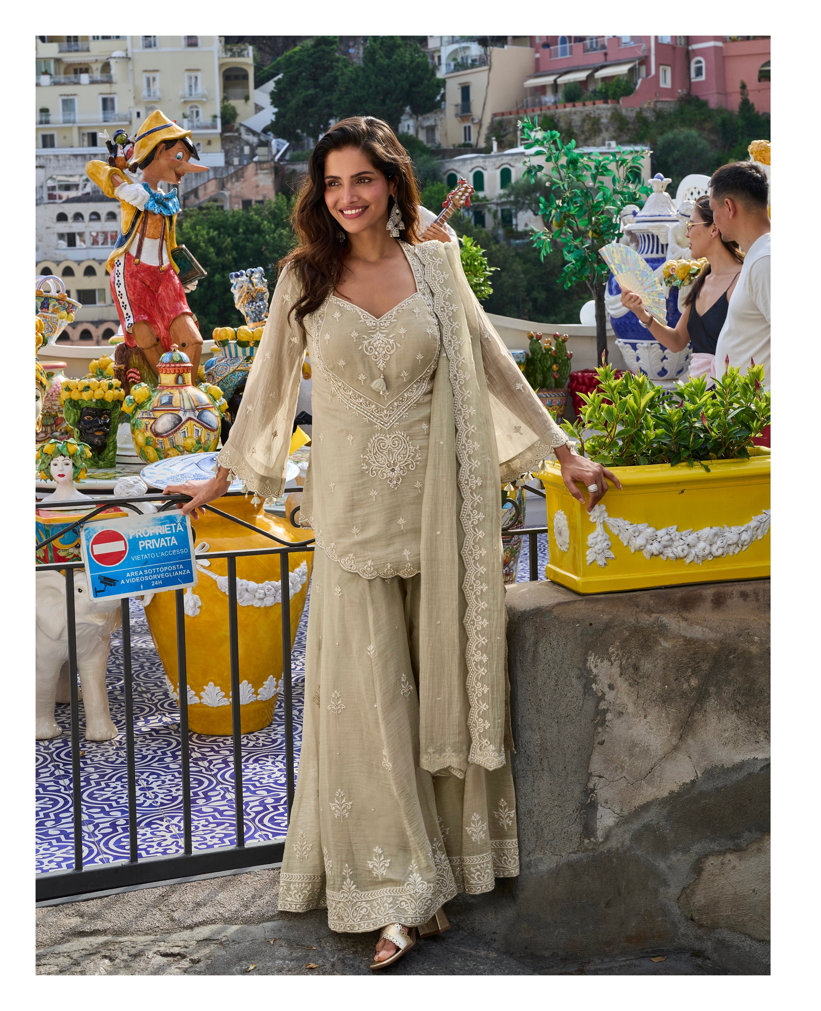 Ivory Heritage Embroidered Sharara Set