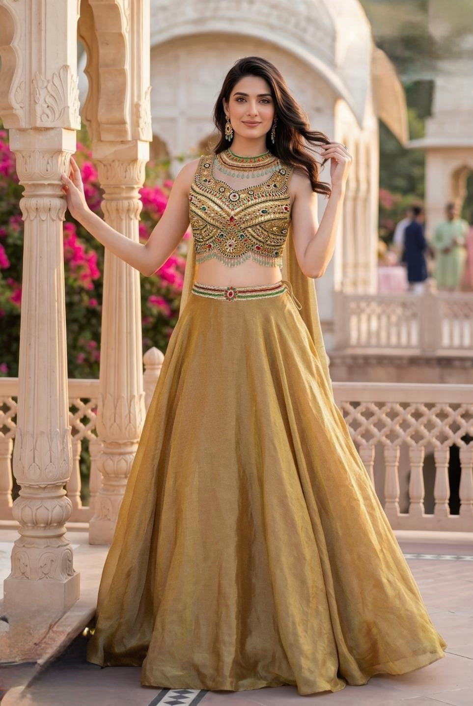 Royal Olive Gold Embellished Lehenga Set