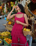 Fuchsia Scallop Embellished Kurta & Palazzo Set