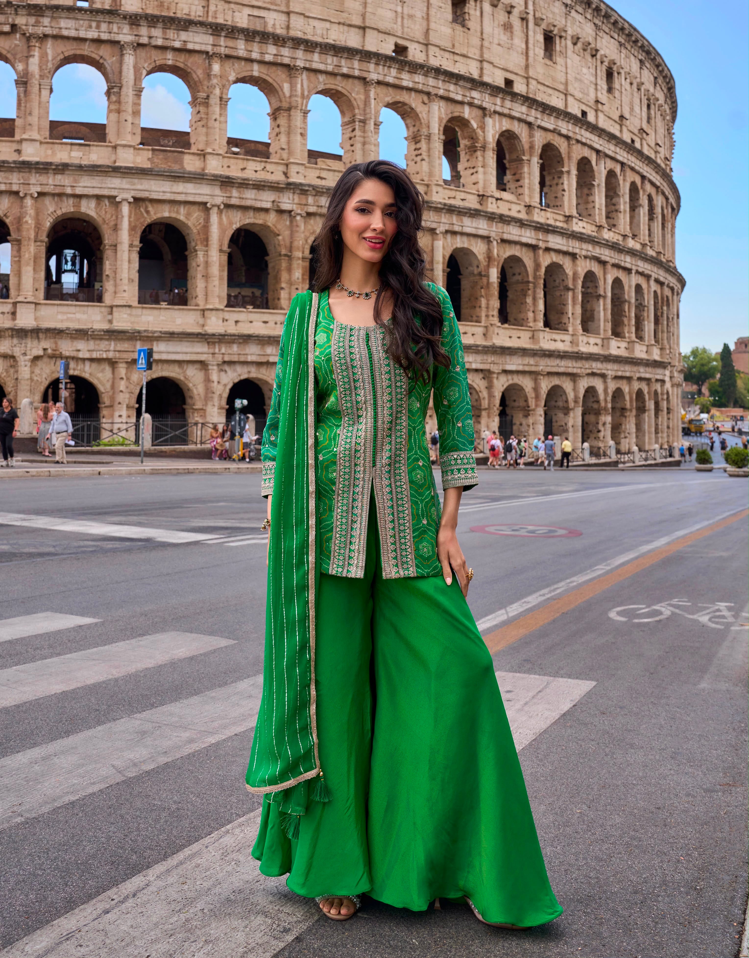 Emerald Zari Bandhani Palazzo Set