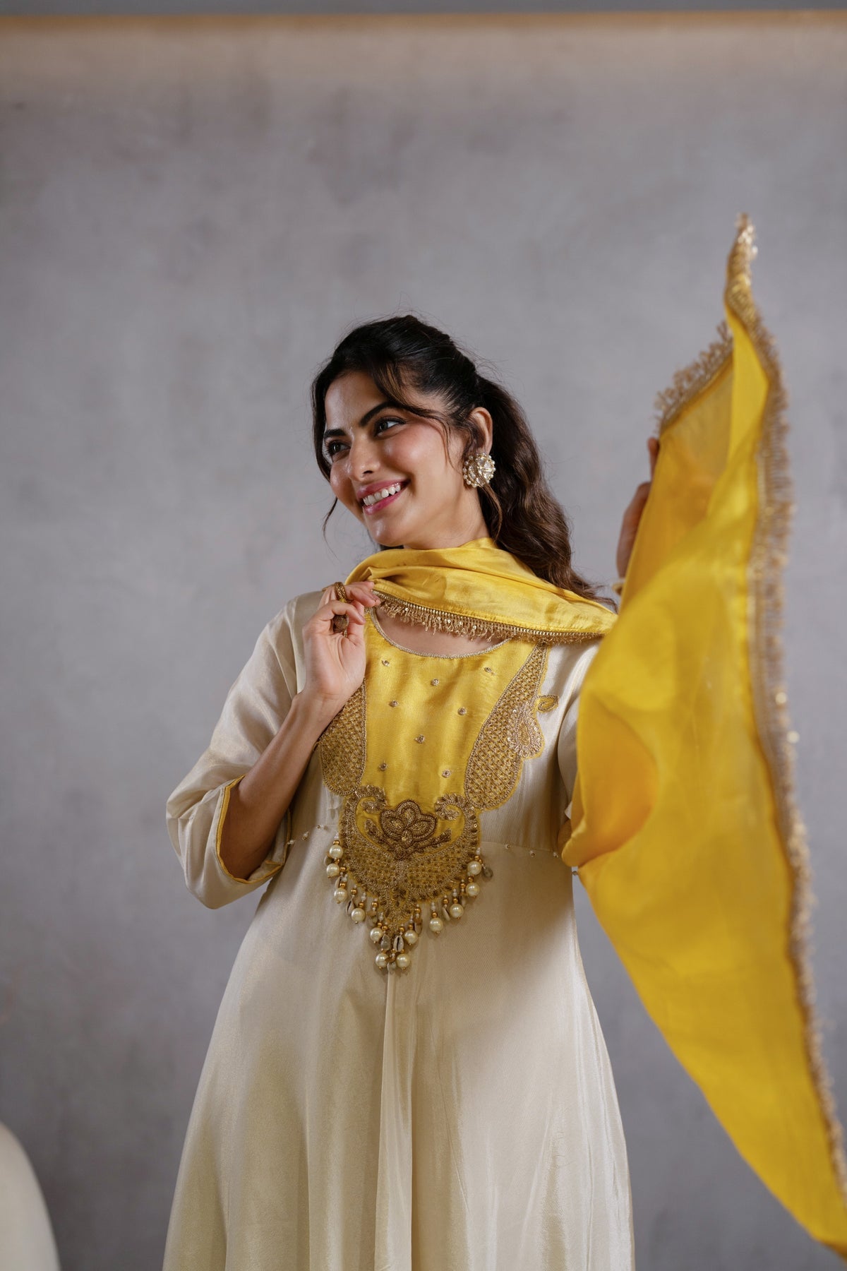Mustard Muse Embroidered Anarkali Set