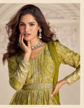 Olive Green Bandhani Anarkali Set