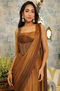 Mocha Draped Corset Saree