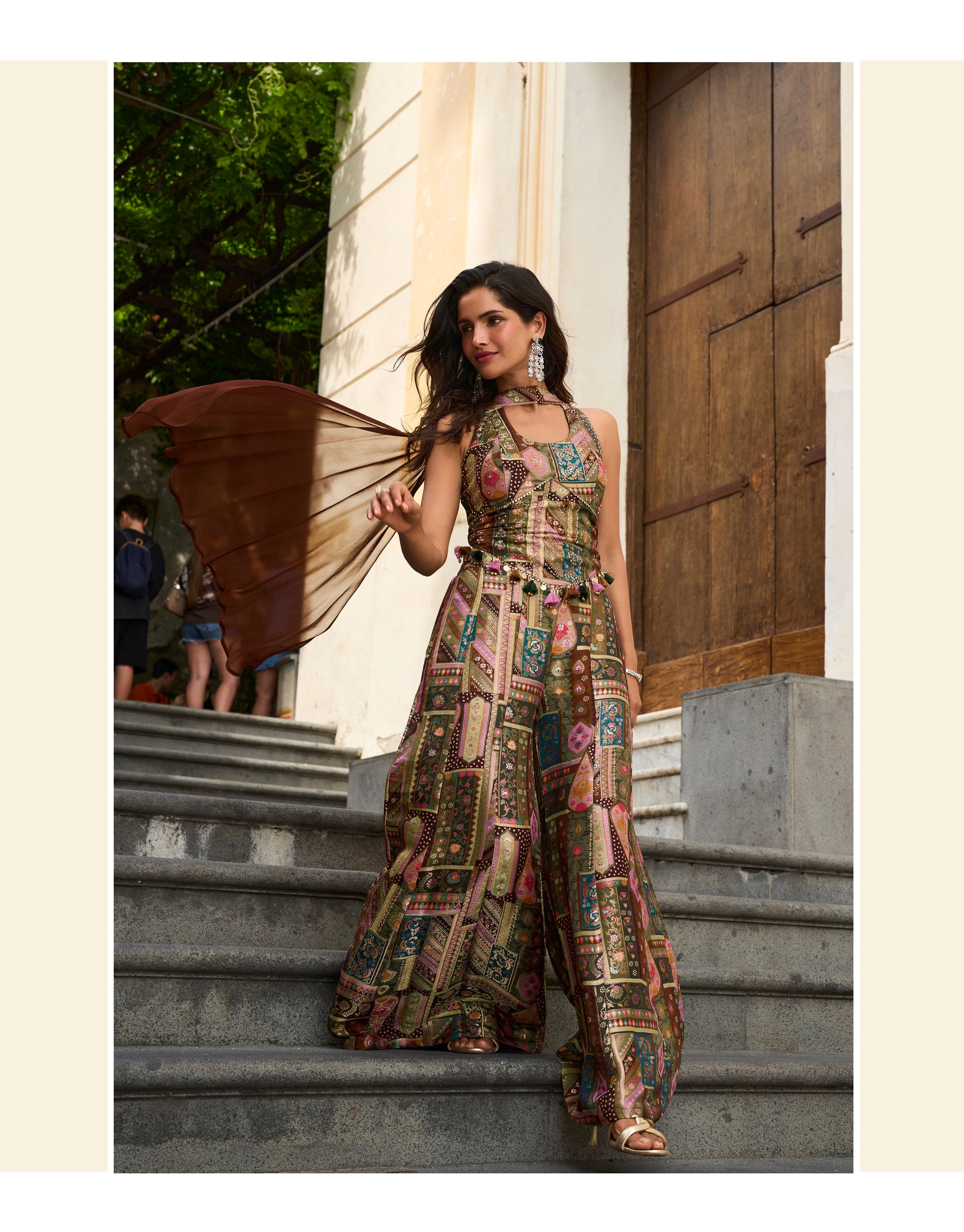 Zaraah Heritage Patchwork Flared Set