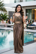 Midnight Mocha Draped Saree