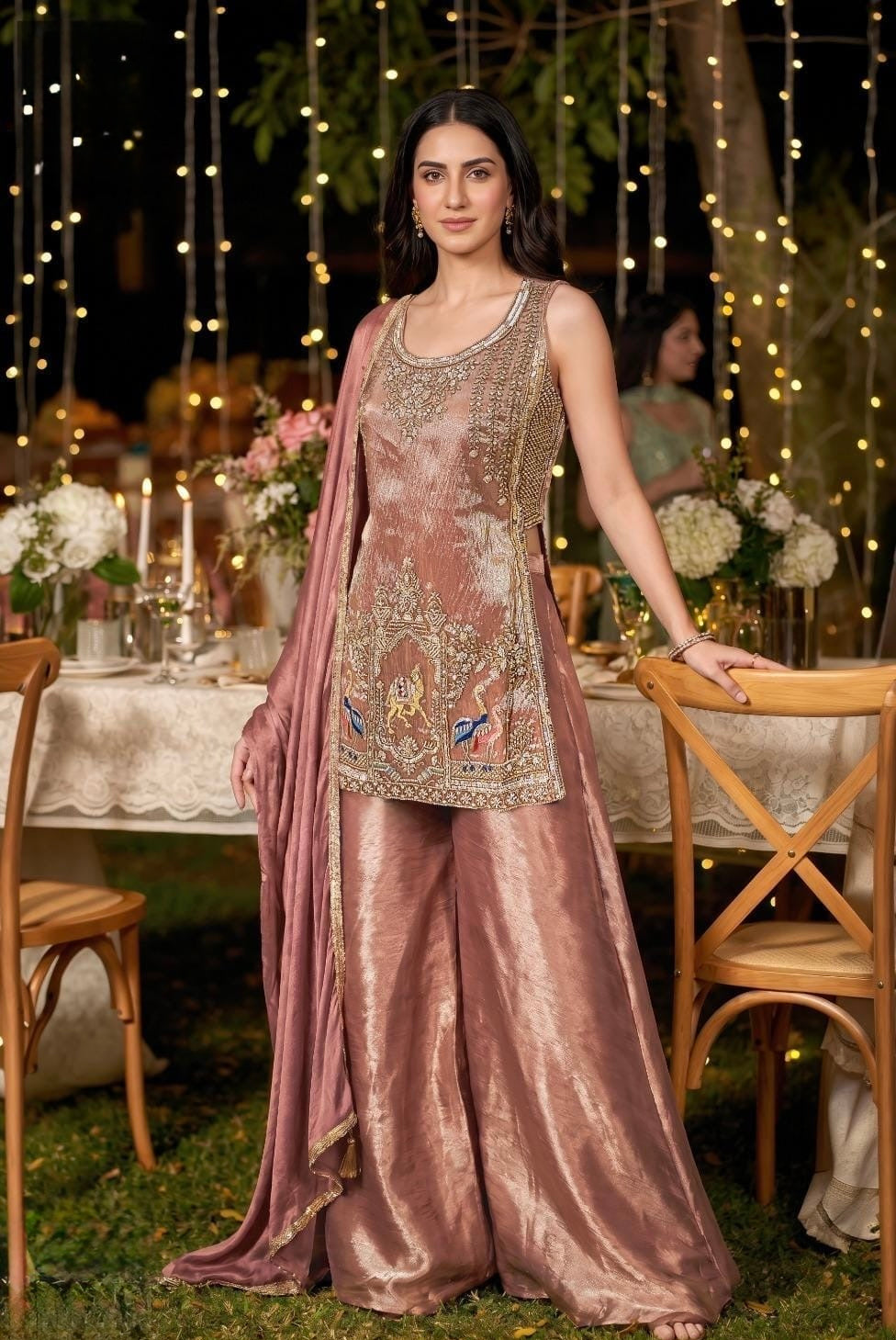 Rosewood Royale Embroidered Sharara Set