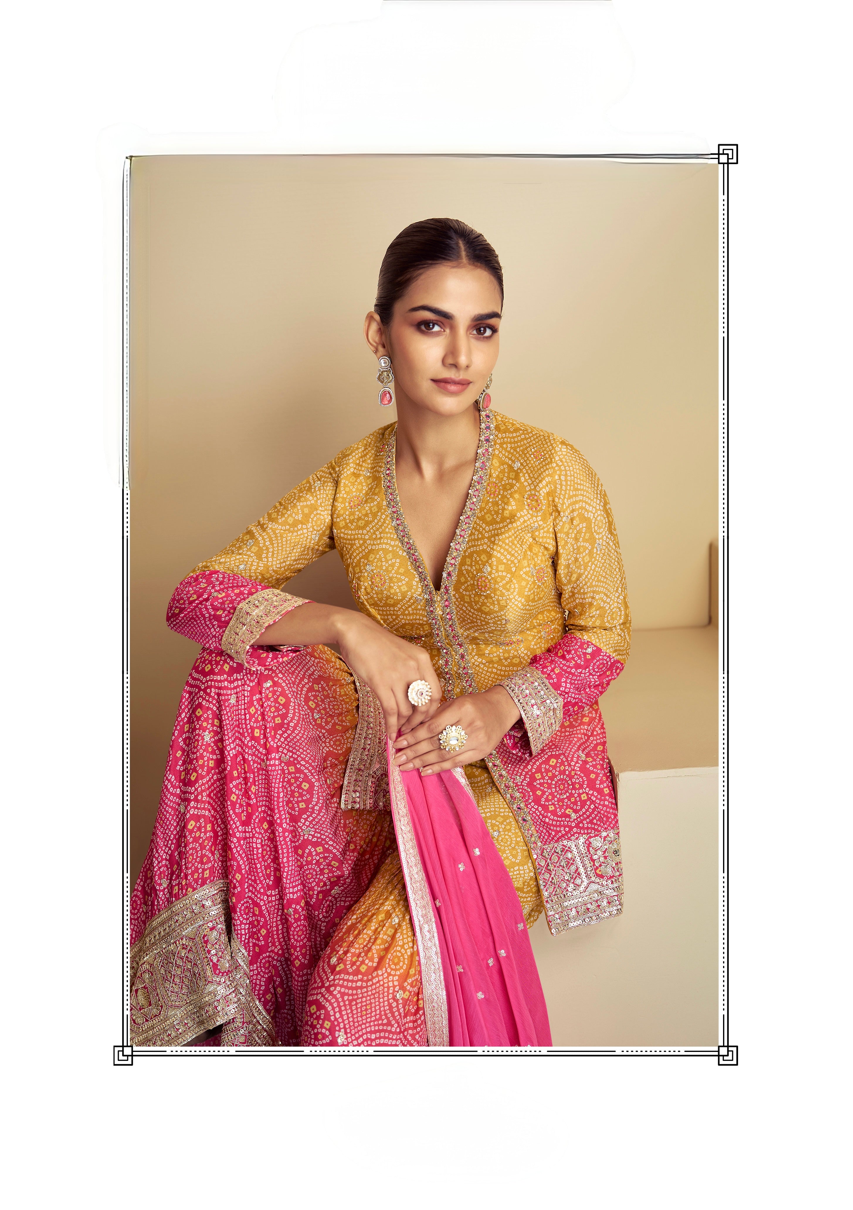 Sunset Bandhani Sharara Set