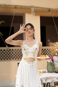 White Floral Embroidered Lehenga Set