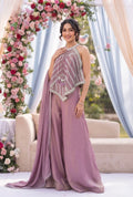 Mauve Mist Embroidered Cape Set
