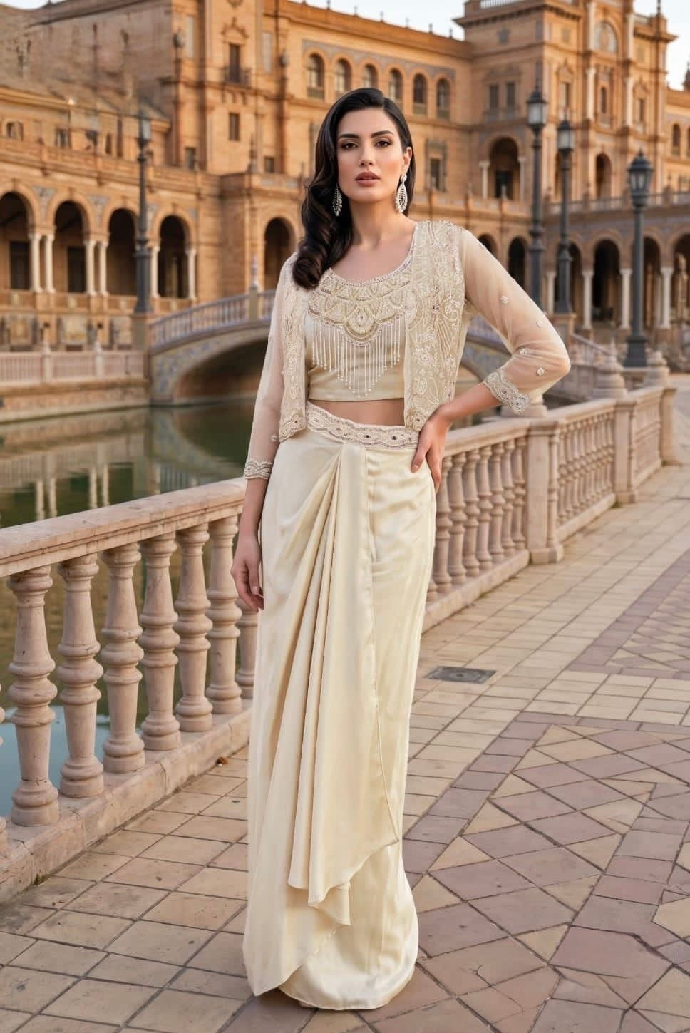 Ivory Draped Elegance Set