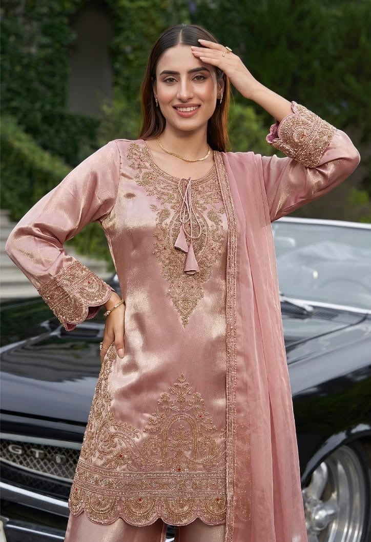 Blush Rose Zari Elegance Suit Set
