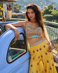 Mustard Yellow Multicolour Embroidered Palazzo Set
