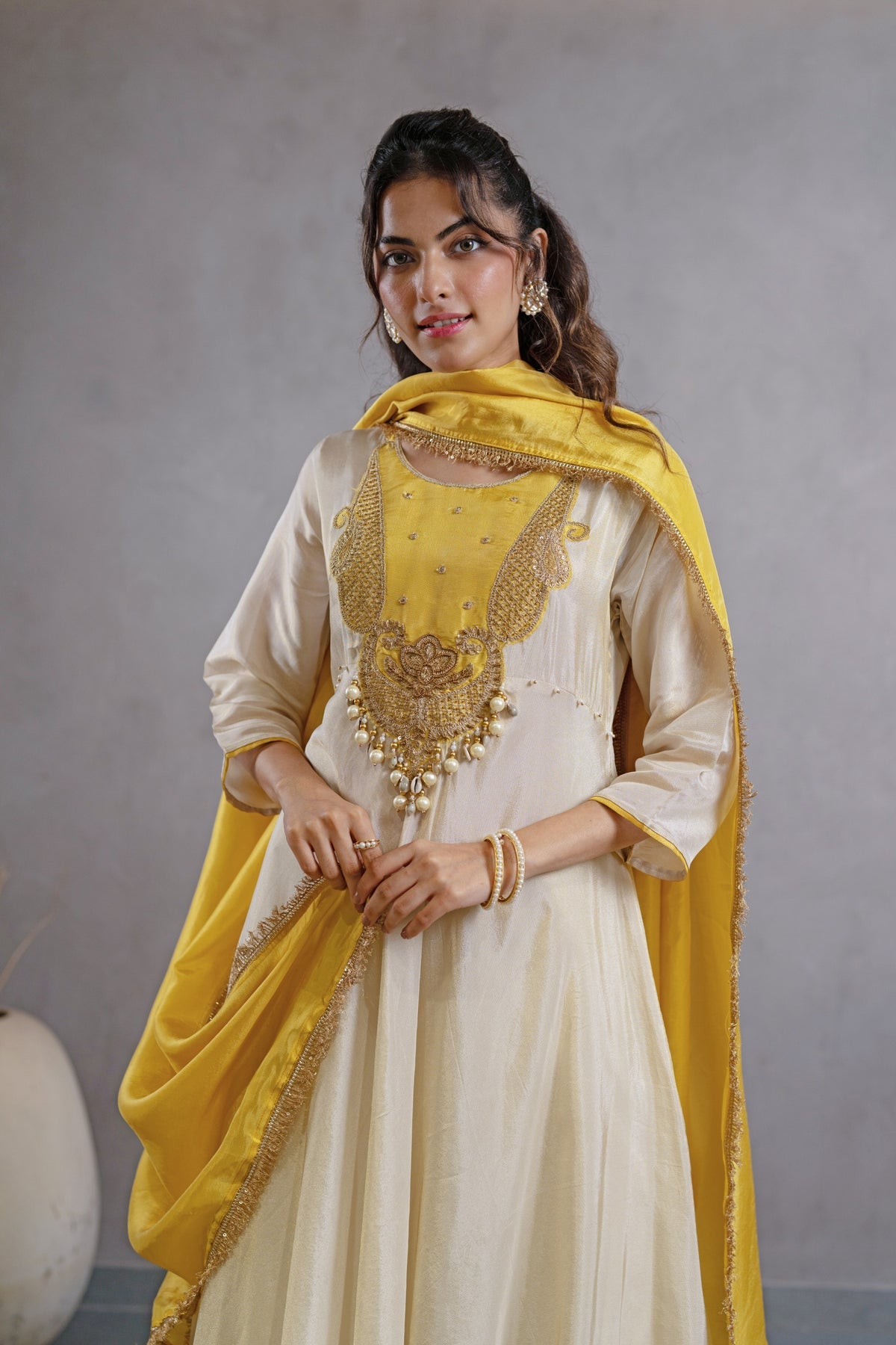 Mustard Muse Embroidered Anarkali Set