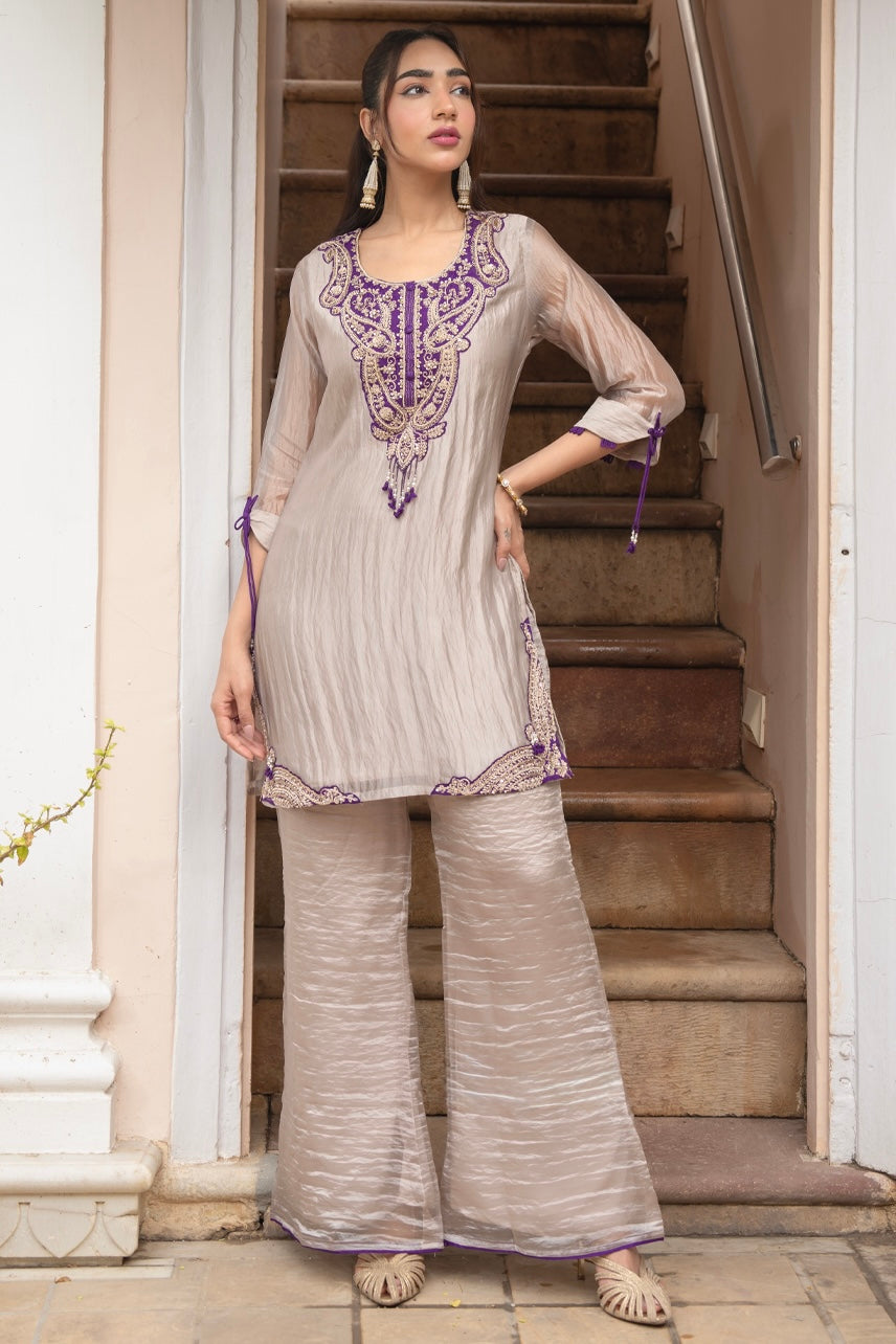 Royal Plum Embroidered Kurta Set