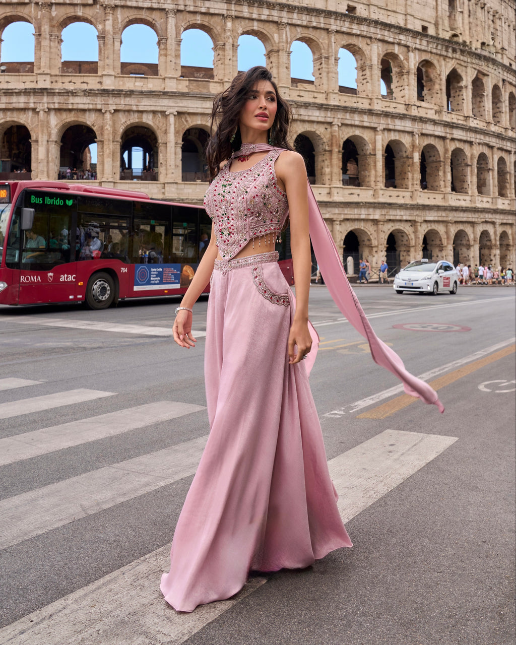 Blush Pink Embellished Palazzo Set