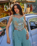 Aqua Mirror-Work Embellished Co-ord Set