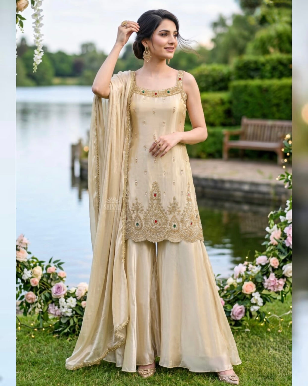 Ivory Heritage Sharara Set