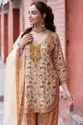 Floral Embroidered Kurta with Printed Pants & Dupatta Set