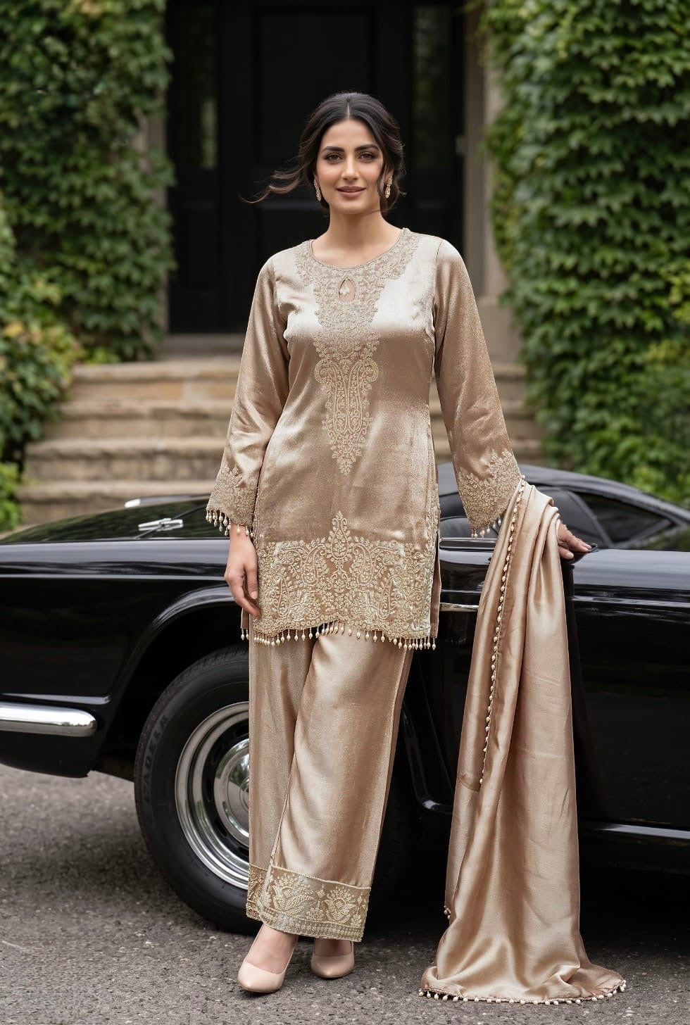Champagne Royale Embroidered Suit Set