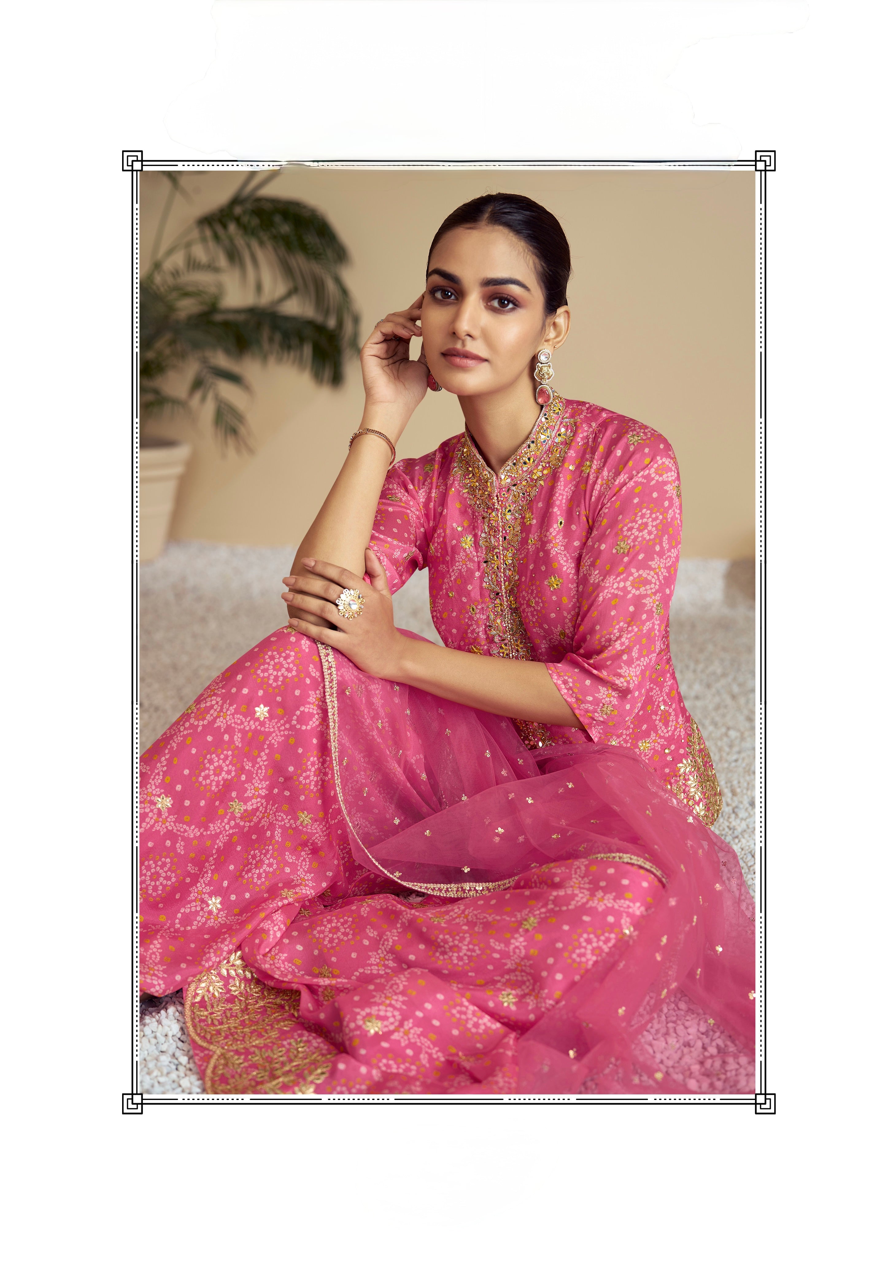 Gulab-e-Gold Bandhani Set