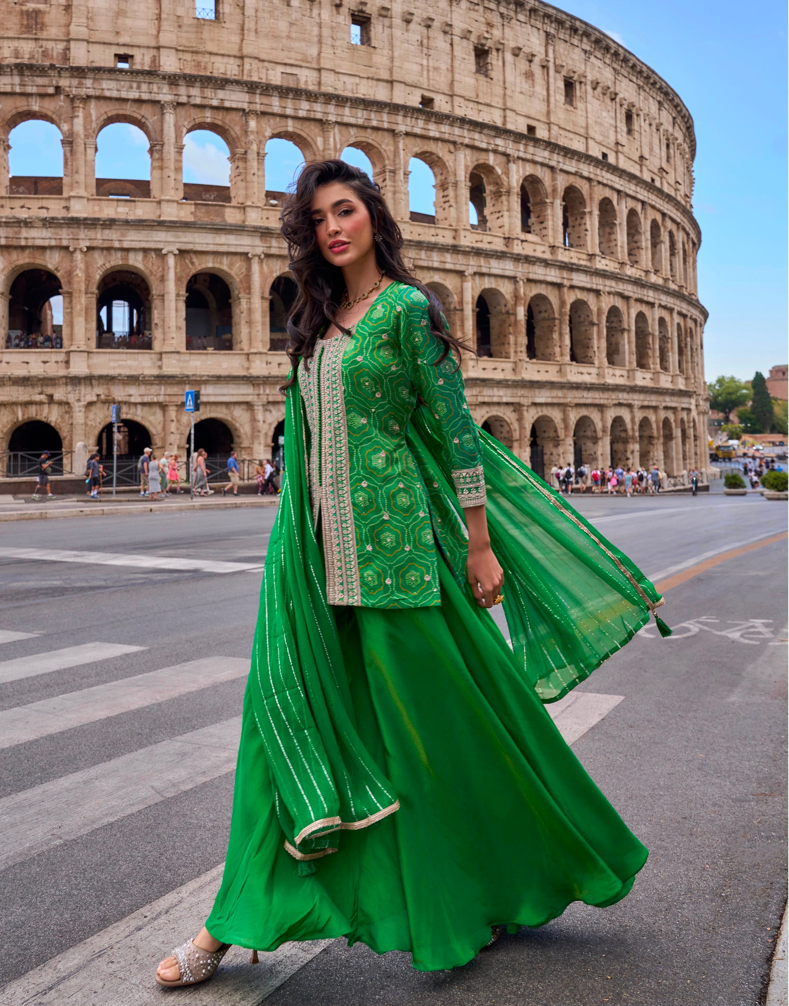 Emerald Zari Bandhani Palazzo Set