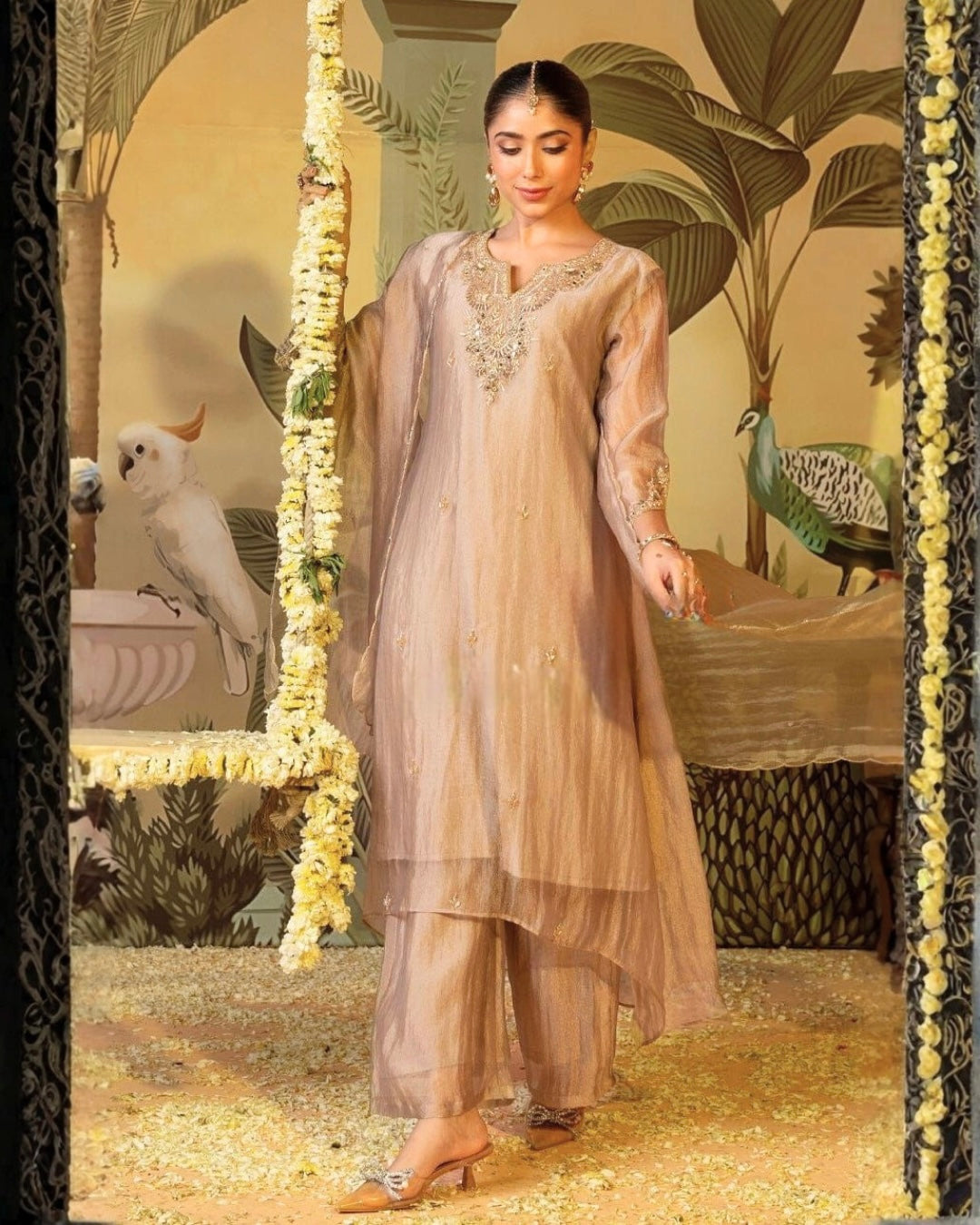 Champagne Beige Handworked Kurta Set