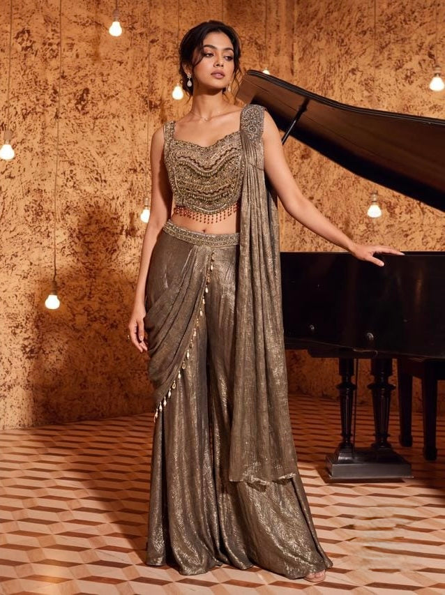 Antique Bronze Embellished Draped Set