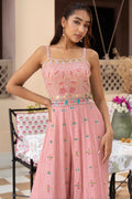 Blush Pink Embroidered Flared Co-ord Set