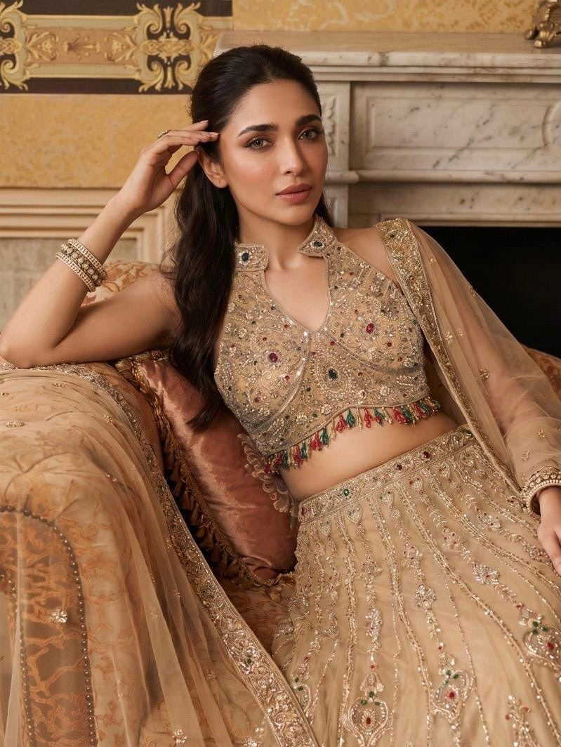 Champagne Heritage Embroidered Lehenga Set