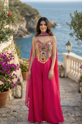 Fuchsia Pink Handwork Palazzo Set
