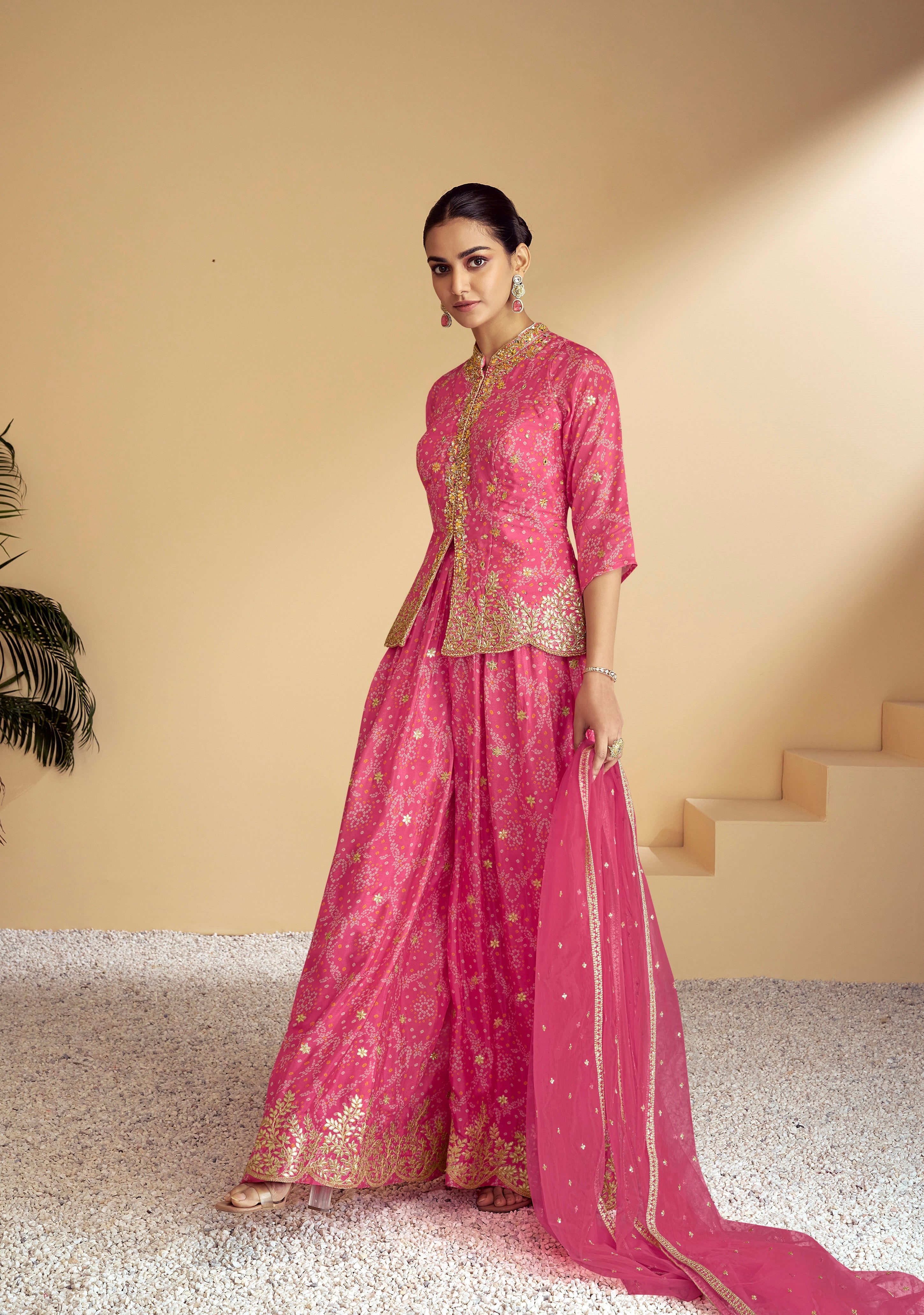Gulab-e-Gold Bandhani Set