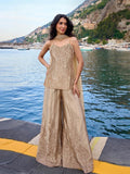 Ivory Luxe Embroidered Palazzo Suit Set