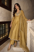 Olive Gold Premium Tissue Flared Anarkali Suit Set